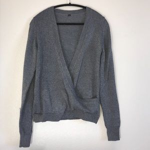 Grey crossed sweater